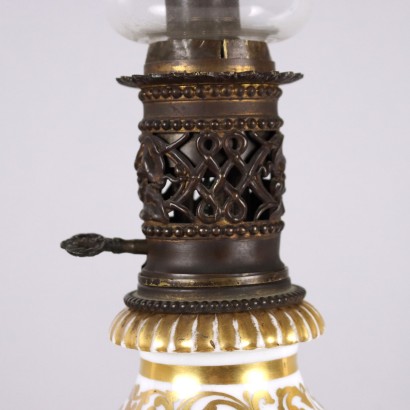 antik, Tischlampe, antike Tischlampen, antike Tischlampe, antike italienische Tischlampe, antike Tischlampe, neoklassizistische Tischlampe, Tischlampe aus dem 19. Jahrhundert, Keramik-Öllampe