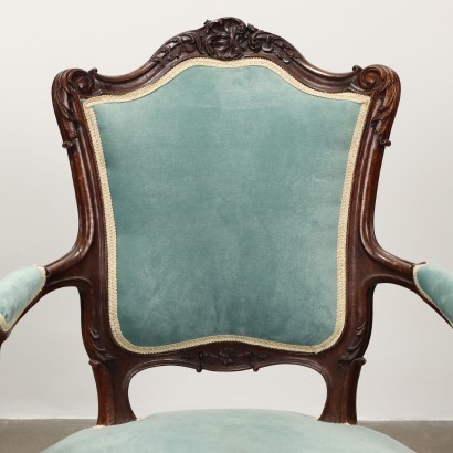 antiquités, fauteuil, fauteuils anciens, fauteuil ancien, fauteuil italien ancien, fauteuil ancien, fauteuil néoclassique, fauteuil 19ème siècle, Paire de fauteuils de style rococo