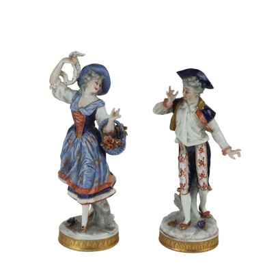 Paar Capodimonte-Porzellanfiguren aus Neapel