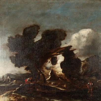 Painting Landscape with Building and Figures