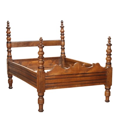 Antique Bed Walnut with Various Restorations Italy XVIII Century