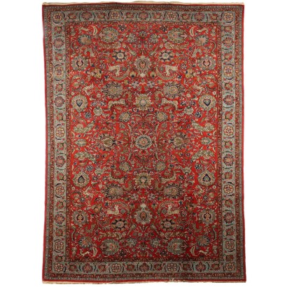 Antique Kum Carpet Wool Thin Knot Iran 129 x 52 In