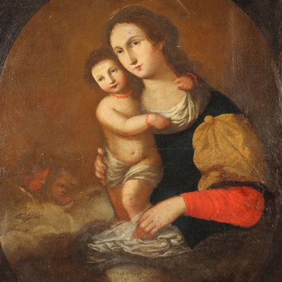 Gemälde Madonna mit Kind und Engeln