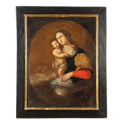 Antique Painting Religious Subject Oil on Canvas XVII-XVIII Century