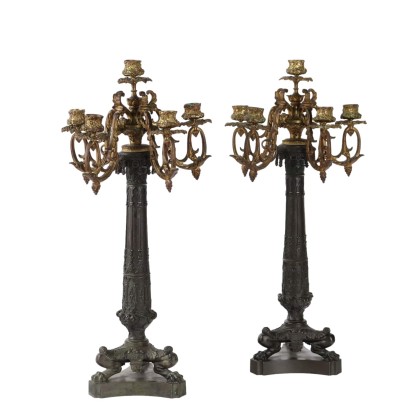 Coppia di Candelabri Neogotici