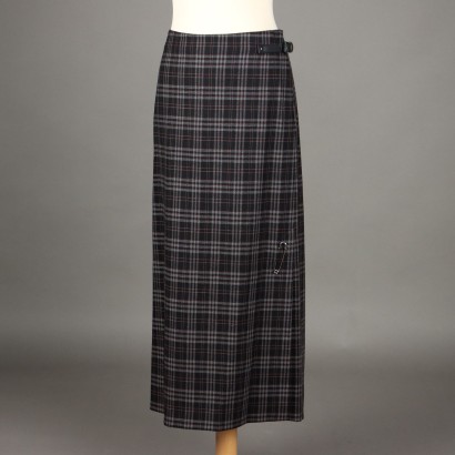 Les Copains Skirt Tartan Second Hand Wool UK Size 14