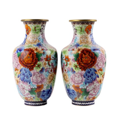 Paire de vases cloisonnés