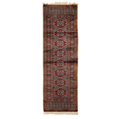 Antique Bukhara Carpet Cotton Thin Knot Pakistan 75 x 24 In