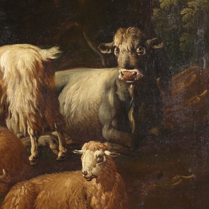 PAINTING WITH FIGURES AND HERD, Landscape Painting with Shepherds and Herds