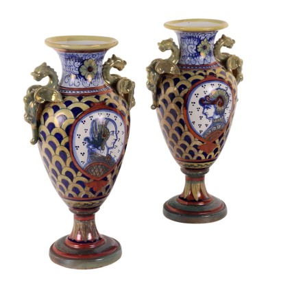 Vases Anciens Majolique Gualdo Tadino Umbria Italie des Années 1930