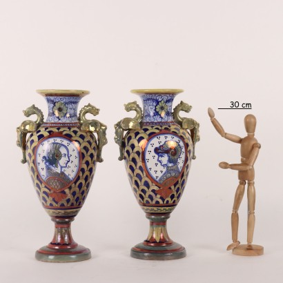 Pair of Lustre Majolica Vases