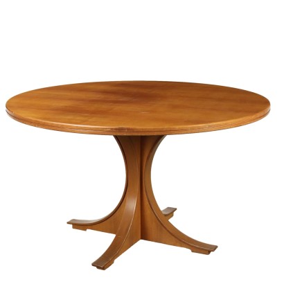 Vintage Round Table Tanganika Walnut Veneer Italy 1960s