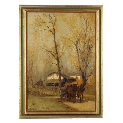 Tableau Modèrne Signé A. Berkes Paysage Huile sur Toile 1905