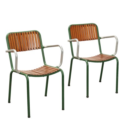 Chaises Vintage Bois Métal Laqué Italie des Années 1960