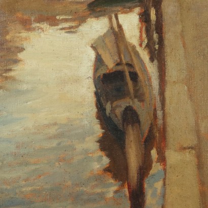 Pintura de Emil Lindenfeld,Barcos en el canal,Emil Lindenfeld,Emil Lindenfeld,Emil Lindenfeld