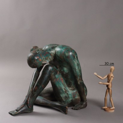 Sculpture en bois nue féminine