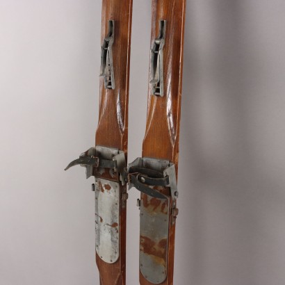 Wooden Skis with Poles