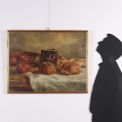 Painting by Domenico De Bernardi, Composition with bread and tomatoes, Domenico De Bernardi, Domenico De Bernardi, Domenico De Bernardi, Domenico De Bernardi, Domenico De Bernardi