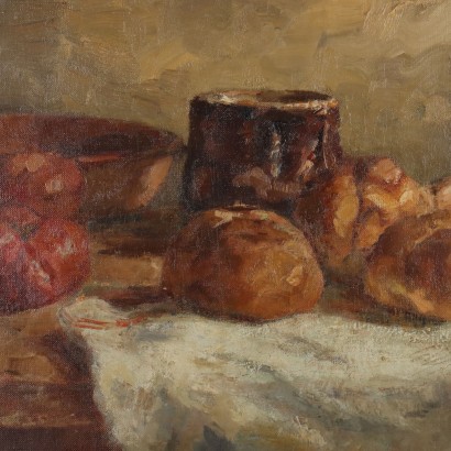 Peinture de Domenico De Bernardi,Composition avec du pain et des tomates,Domenico De Bernardi,Domenico De Bernardi,Domenico De Bernardi,Domenico De Bernardi,Domenico De Bernardi