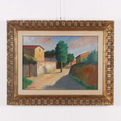 Painting by Nino Tirinnanzi,Landscape with farmhouses,Nino Giovanni Tirinnanzi,Nino Giovanni Tirinnanzi,Painting by Nino Tirinnanzi,Nino Giovanni Tirinnanzi