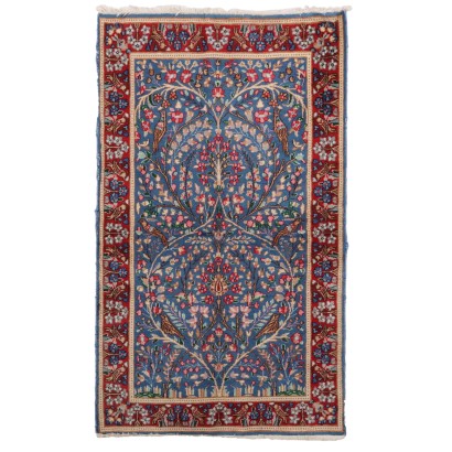 Tapis Kerman Ancien Coton Laine Noeud Gros Iran 158 x 94 cm