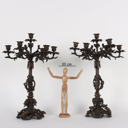 Coppia di Candelabri in Bronzo