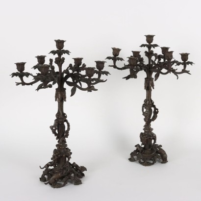 Coppia di Candelabri in Bronzo