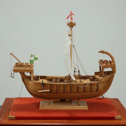 Norman Ship Model in Display Case