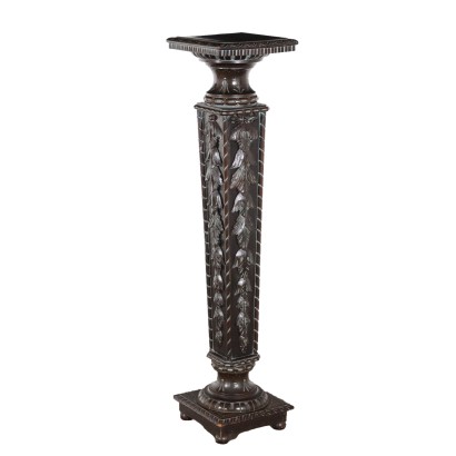 Antique Column Neo-Renaissance Style Carved Wood Italy XX Century