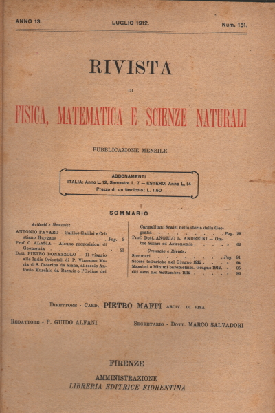 Rivista di fisica, matematica e scienze naturali