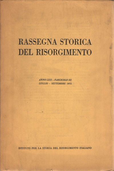 Revue historique du Risorgimento année LXII fasc, AA.VV.