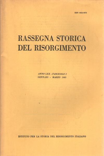 Revue historique du Risorgimento année LXX 1983, s.a.