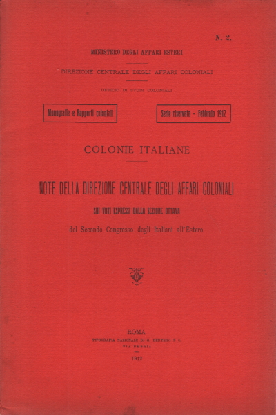 Notas de la Dirección Central de Asuntos Coloniales, s.a.