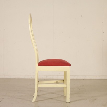 di mano in mano, groupe de chaises, chaises en bois laqué, chaises rembourrées, chaises en tissu, chaises modernes, chaises années 50, chaises italiennes