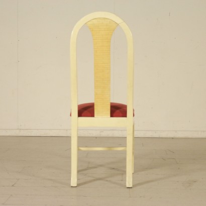 di mano in mano, groupe de chaises, chaises en bois laqué, chaises rembourrées, chaises en tissu, chaises modernes, chaises années 50, chaises italiennes