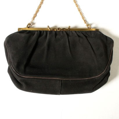 Pochette en Faux Daim Noire Années 40-50