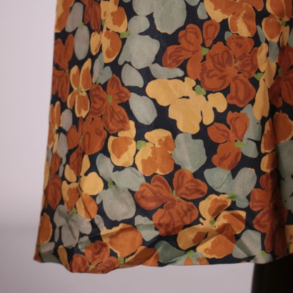 Silk Dress Floral Pattern Vintage 1950s