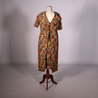 Silk Dress Floral Pattern Vintage 1950s