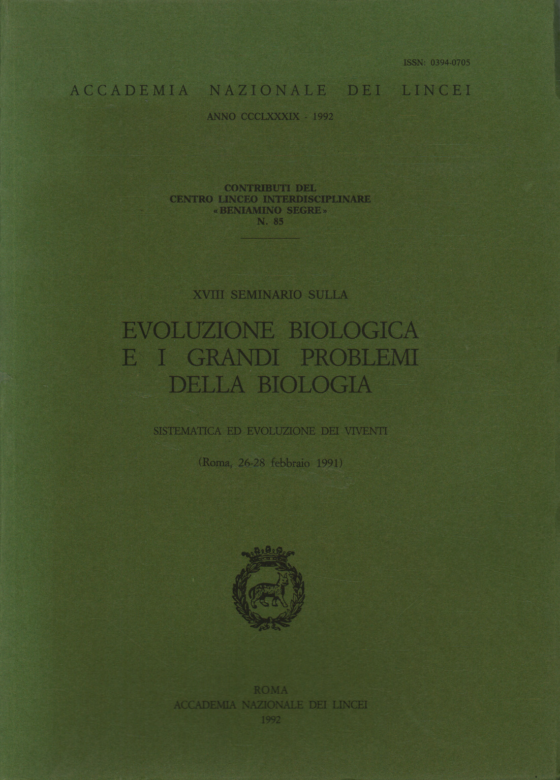 XVIII séminaire sur la biologie de l'évolution et de la gra, s.un.