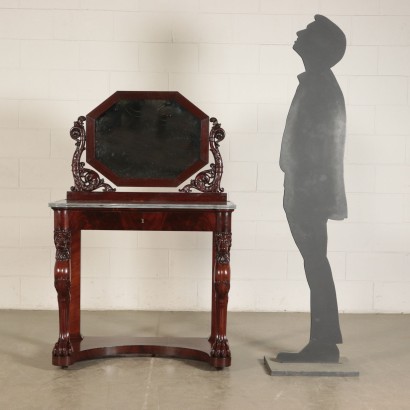 Elégante Console avec Miroir Acajou Italie Vers 1830