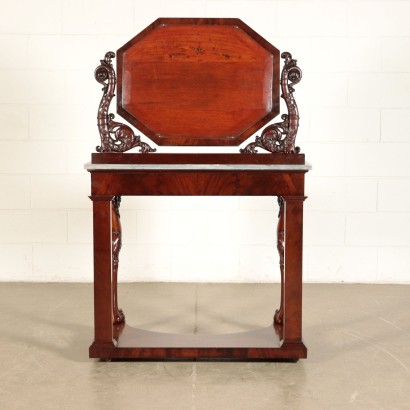 Elégante Console avec Miroir Acajou Italie Vers 1830