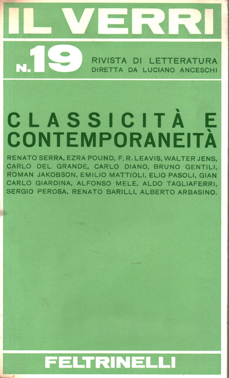 El Verri n.19. Clasicismo y contemporaneidad, Luciano Anceschi Emilio Mattioli