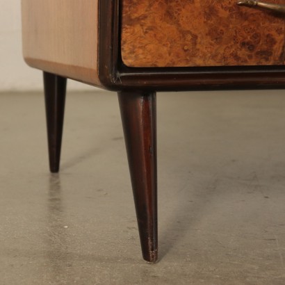 Grande Commode Placage Acajou et Loupe Verre Laiton Années 60