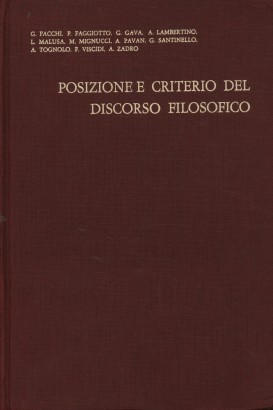 Posizione e criterio del discorso filosofico