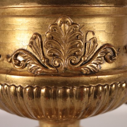 Pair of Vases Bourbon Restoration Gold Leaf Italy 19th Century