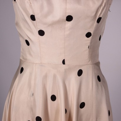 Vintage Cocktail Dress with Polka Dots, Silk, Italy 1950s-1960s