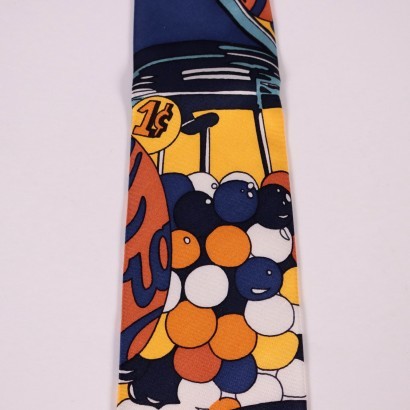 Vintage Yellow and Blue Iceberg Tie Silk Italy 1980s