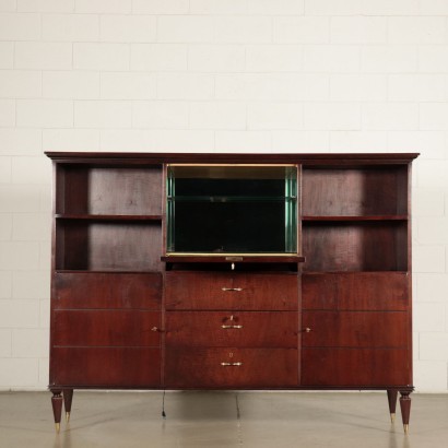 Cabinet Mahogany Veneer Brass Italy 1950s