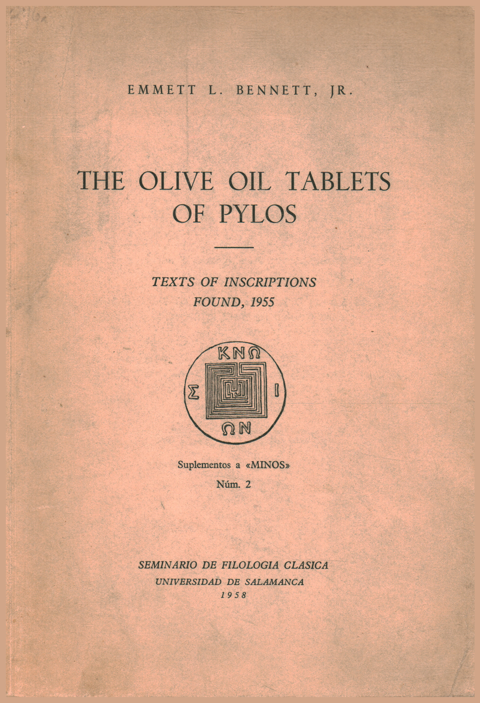 The olive oil tablets of pylos, Emmett L. Bennett Jr