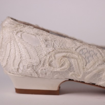 Chaussures Blanche Lualdi Vintage, Satin, Milan (Italie).